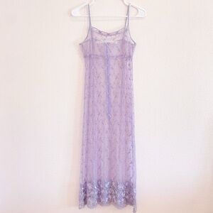 Japanese Lilac Floral Lace Eyelet Maxi Dress